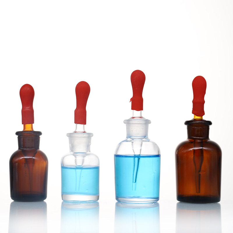 Dropping Bottle Amber or clear glass with ground-in pipette and latex rubber nipple (1)