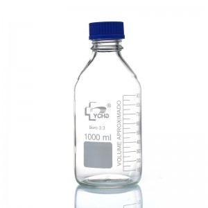 reagent bottle with blue safety cap